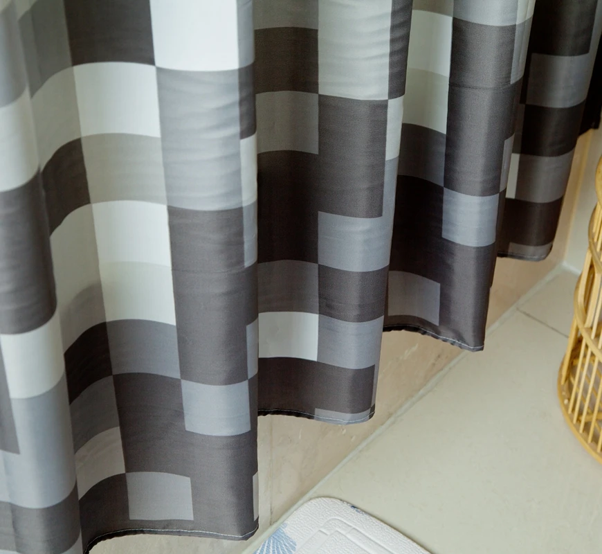 

Waterproof and Mildew Free Bath Curtain, Gray Mosaic Printed , Bathroom curtain or Shower Curtain Liner , Fabric Shower Curtain