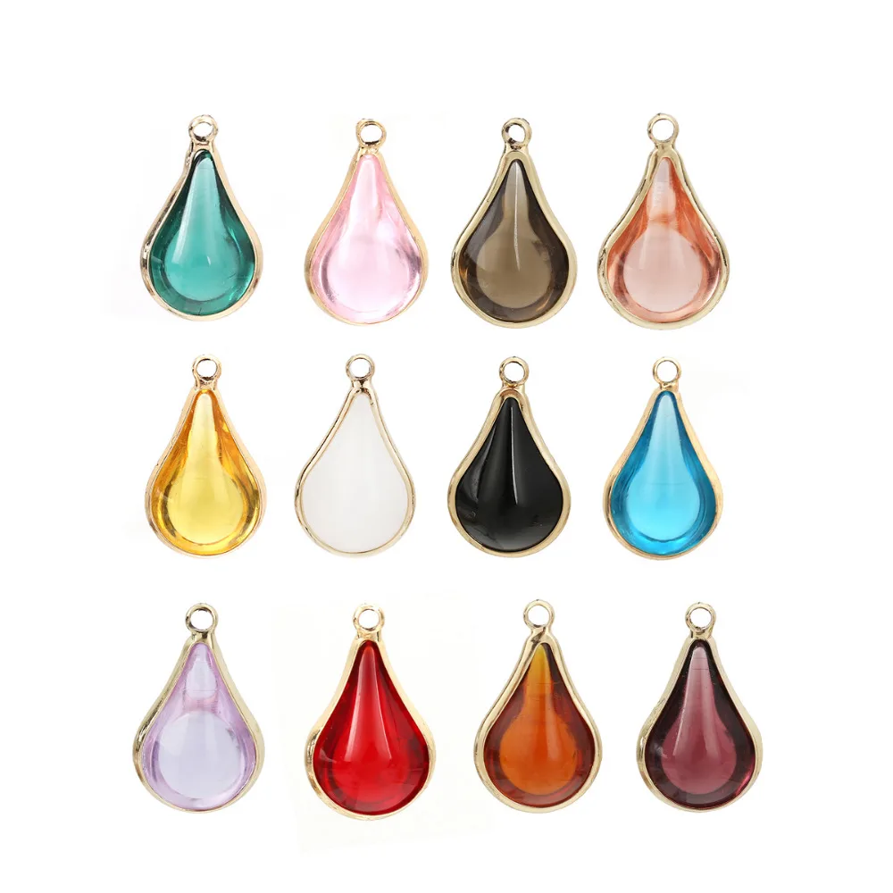 DoreenBeads Модная медная и стеклянная подвеска в виде капли золотого павлина синего