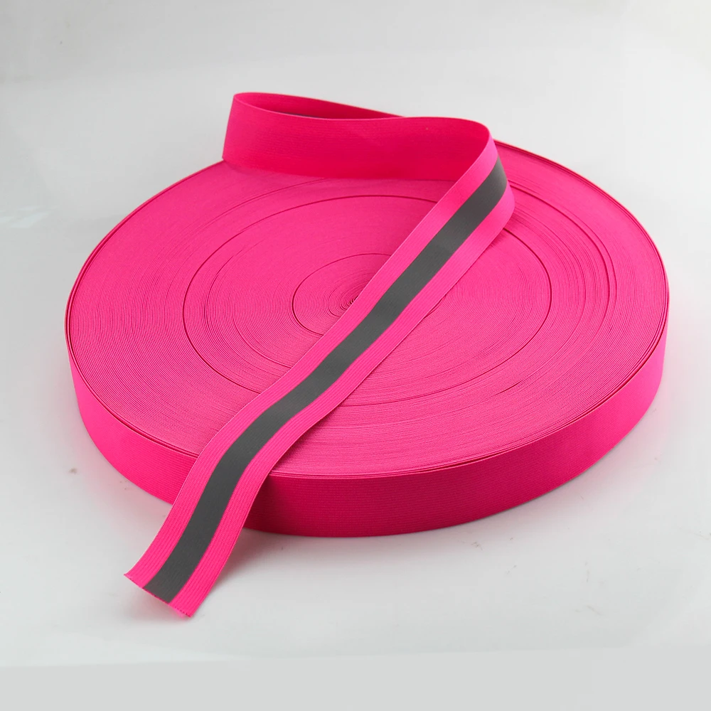 

Safety Warning Tape Silver Reflective Elastic Tape Bands Cord Belt Fabric Wide 40mmx15mm x 50meter Rose Red