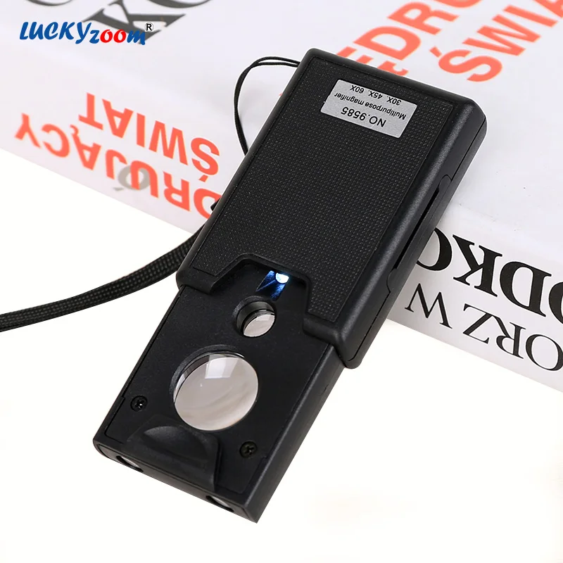 Luckyzoom 30X 45X 60X светодиодный освещенный увеличитель Портативный Выдвижной