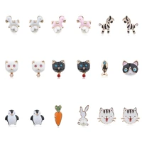 mengjiqiao 2019 new kawaii animal stud earrings for women girl kids fashion jewelry drop oil pierce earring brincos gifts
