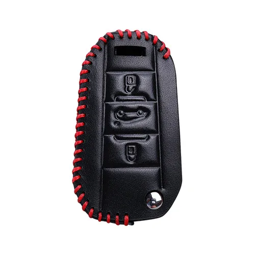 Кожаный чехол для автомобильных ключей для peugeot 3008 208 308 RCZ 508 408 2008 407 307 4008 защита для ключей только чехол - Название цвета: Red Line