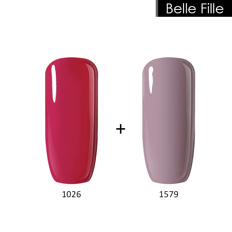 Belle Fille 2 шт./лот 15 мл УФ гель для ногтей 10 Гель лак полировки красный Vernis