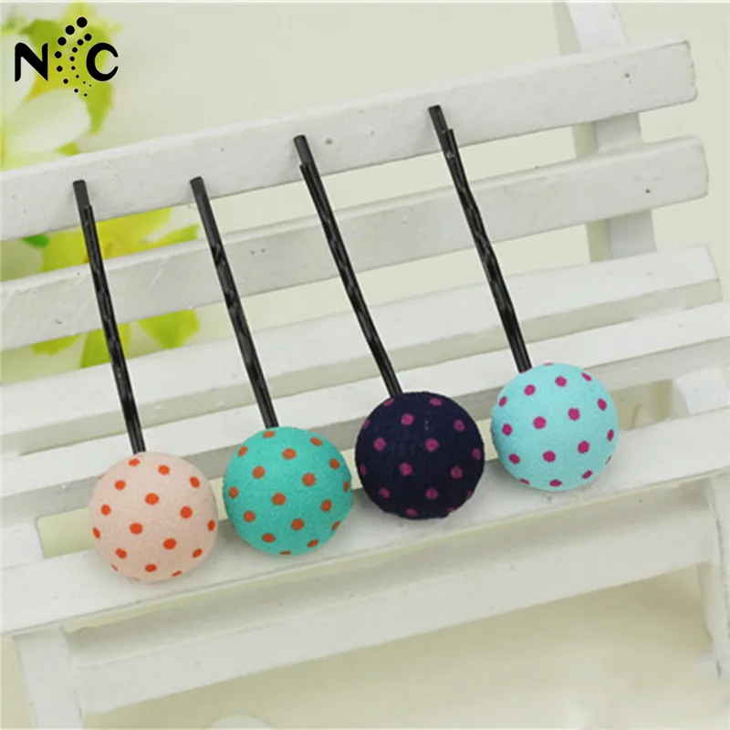 4 шт./пакет яркие цвета Детские милые заколки для волос тканевые в горошек женщин