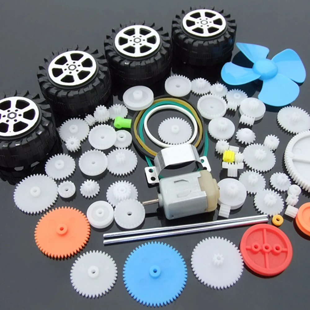 66 шт. смешанные пластиковые коробки передач DIY четыре колеса водителя игрушечный автомобиль Spart часть робот Авто самолет 130 Модель двигателя ремесло подарок ребенку