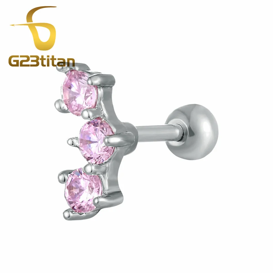 Ear Tragus Розовое золото циркон пирсинг уха Лабрет с 16 г игла для прокалывания пирсинг из хирургической стали ушной хрящ Хеликс Daith серьги - Окраска металла: Ear Tragus