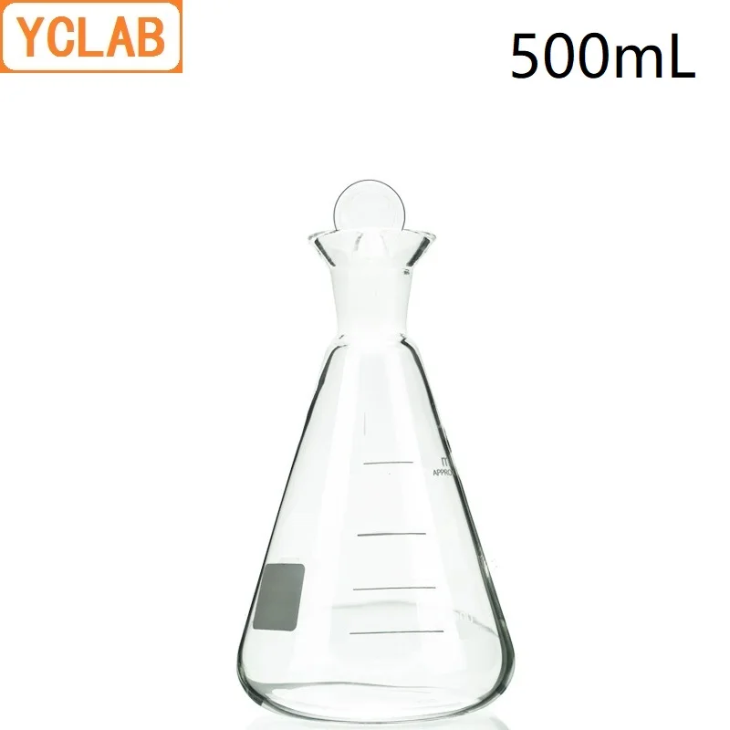 

YCLAB 500mL Iodine Flask Conical Borosilicate 3.3 Glass Wide Spout with Standard Ground Stopper Laboratory Chemistry Equipment