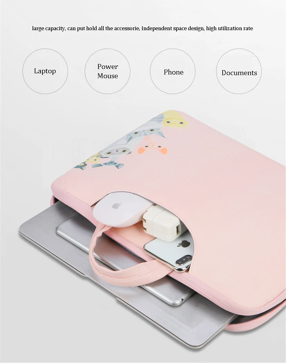 Женская сумка для ноутбука с милым принтом, портативный компьютер Brirfcase для Macbook Air Pro Dell HUAWEI 13 15 дюймов, сумки для ноутбуков, водонепроницаемые