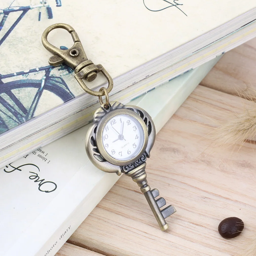Vintage Antique Stainless Steel Quartz Pocket Watch Keychain Key Chain Unisex Gift | Наручные часы