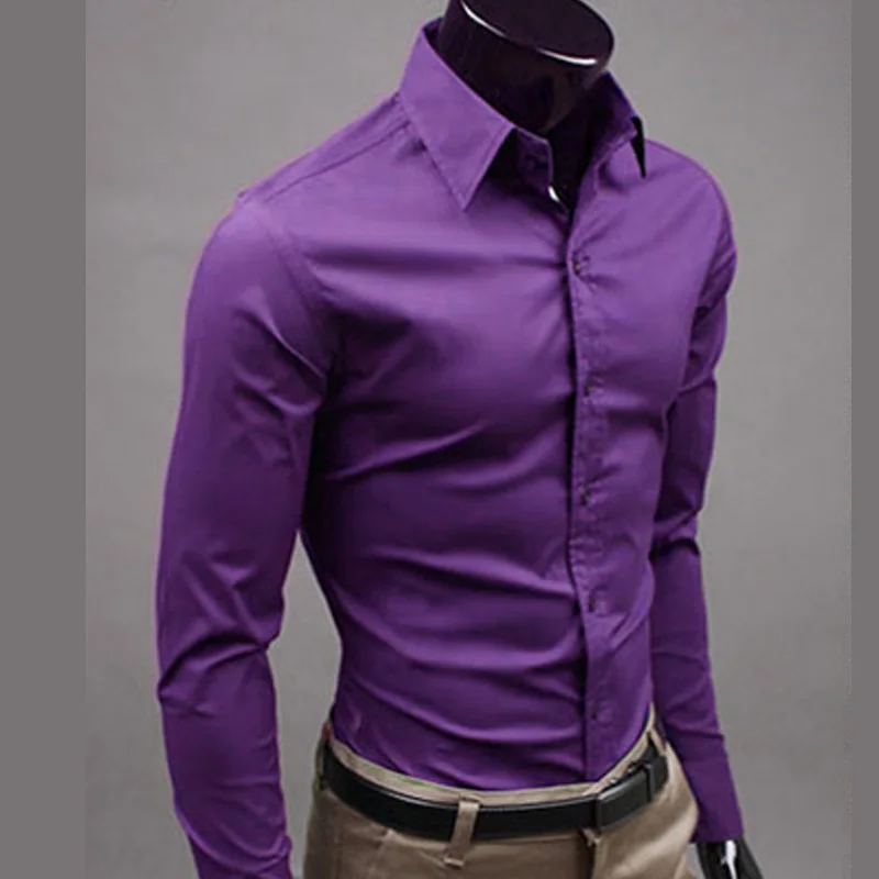 Новинка 2020 мужские повседневные рубашки приталенные с длинным рукавом Базовая