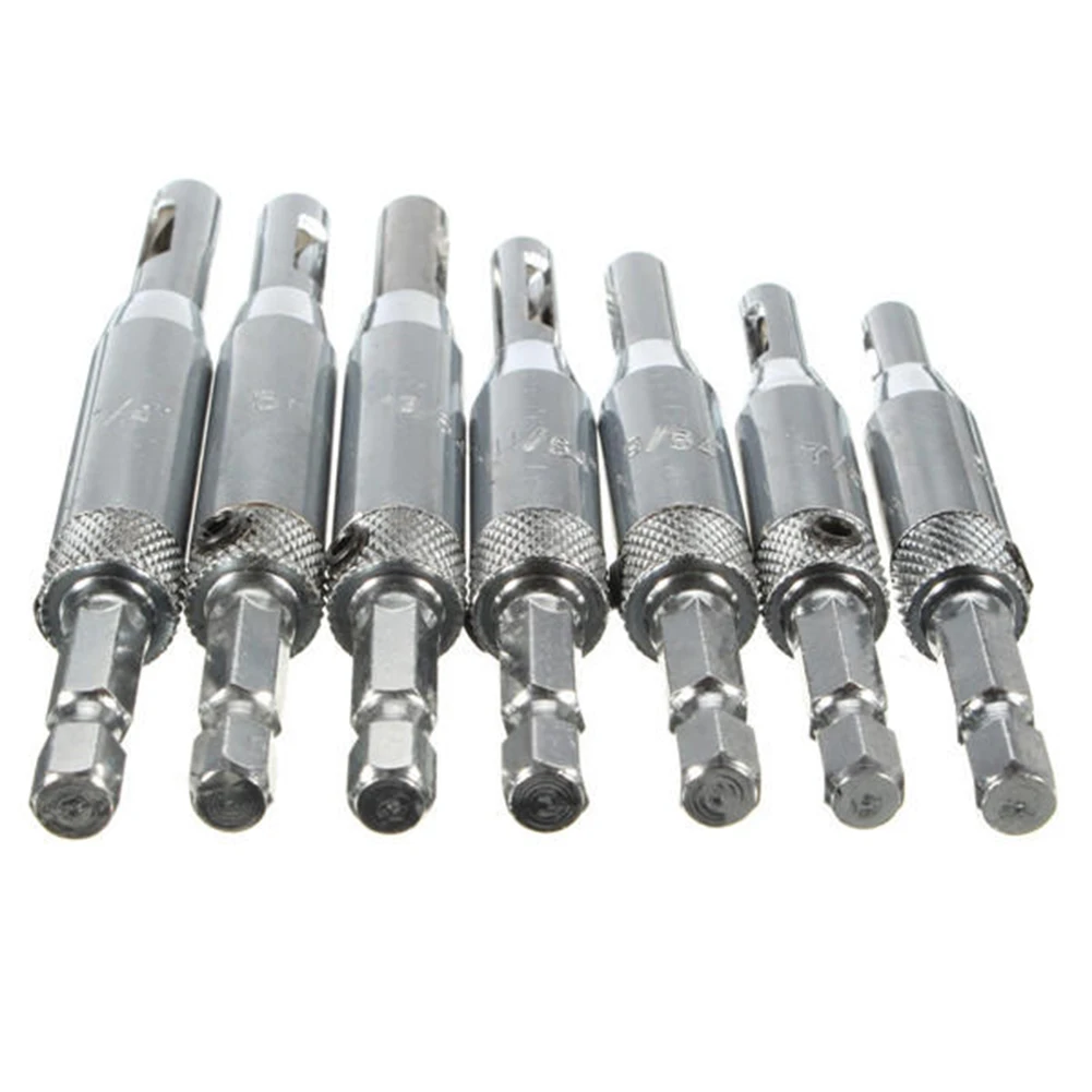 7pcs HSS самостоятельно центрирующая дрель биты шарнирное сверло бит двери шкафа 5/64 7/64 9/64 11/64 13/64 1/4 5 мм для столярных работ мебель производитель