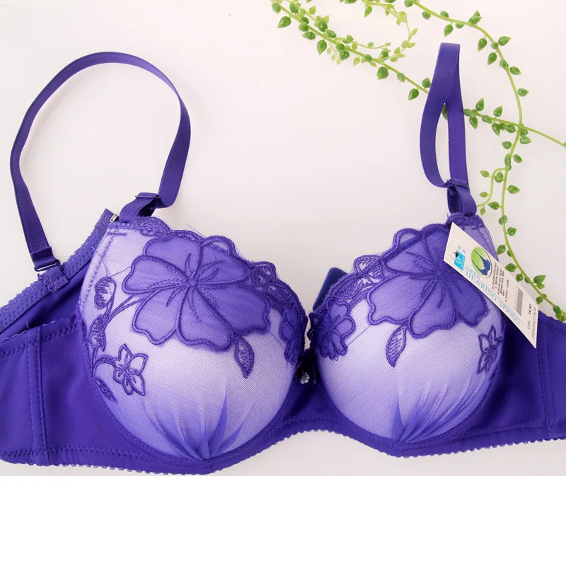 Женский кружевной бюстгальтер с глубоким треугольным вырезом пуш ап толстой