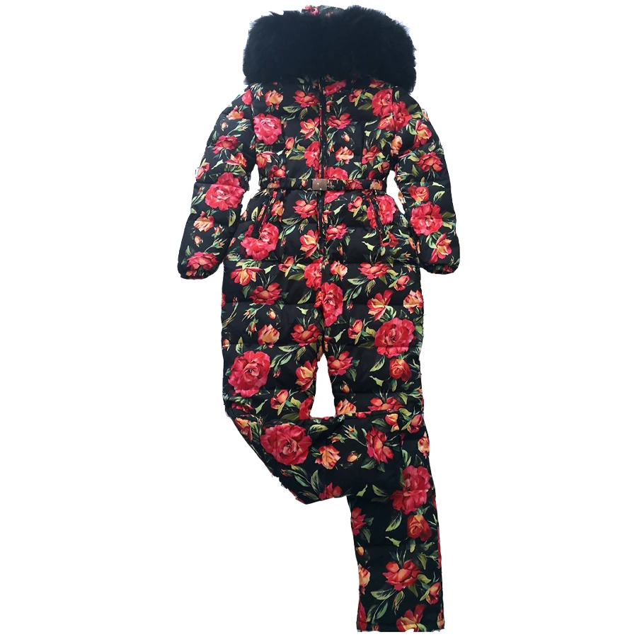 Новинка 2019 зимний женский комбинезон куртки на белом утином пуху лыжный костюм