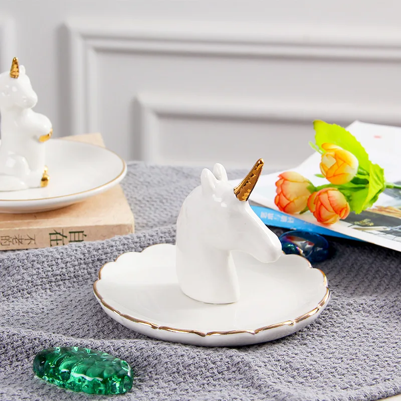 Керамическое кольцо с оленем в виде единорога креативное Новое позолоченное