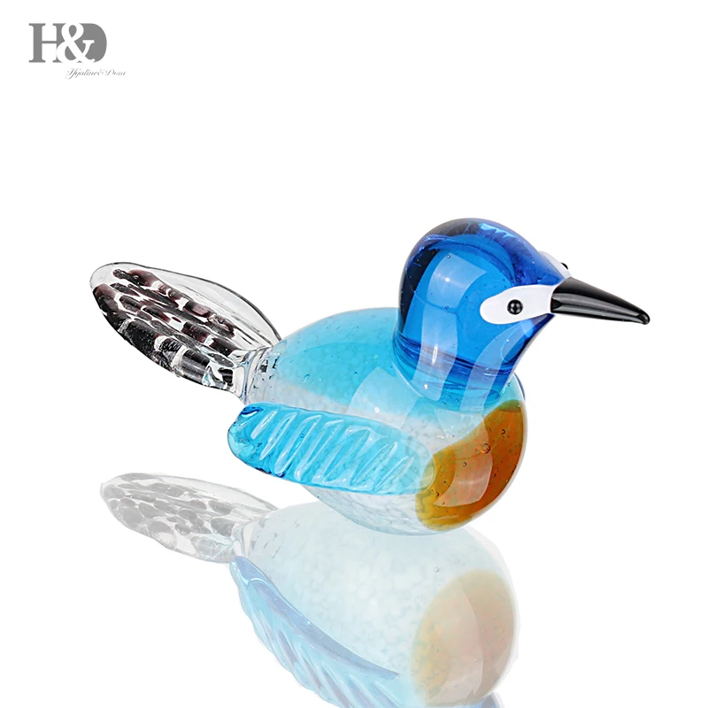 Стеклянные фигурки H & D колибри декоративное стекло синий ручной работы