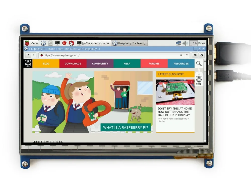 RPi3 B посылка F включая мини-ПК Raspberry Pi 3 Модель 7 дюймов HDMI ЖК-дисплей (C) биколор