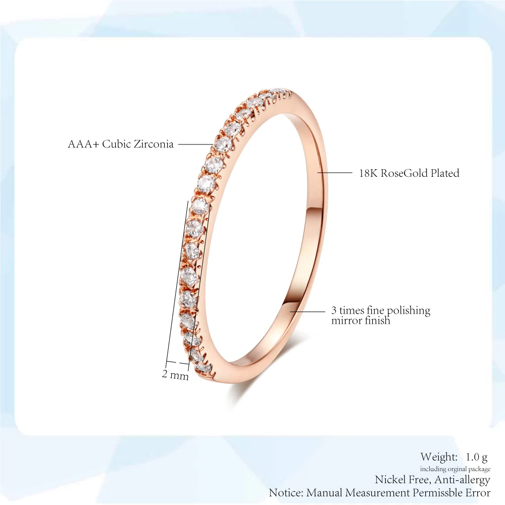 Dainty Wedding Ring For Women Man Concise Classical Multicolor Mini Zircon Rose Gold Color Fashion Jewelry R132 R133 ZHOUYANG images - 6
