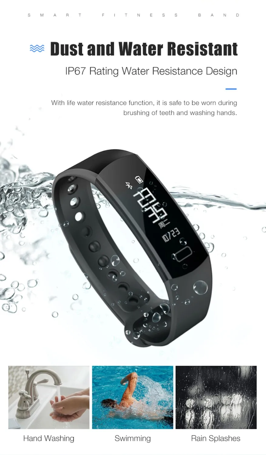 ABAY C07 smart bracelet with heart rate monitor Passometer Smart Band activity tracker message reminder sports watch wristband |