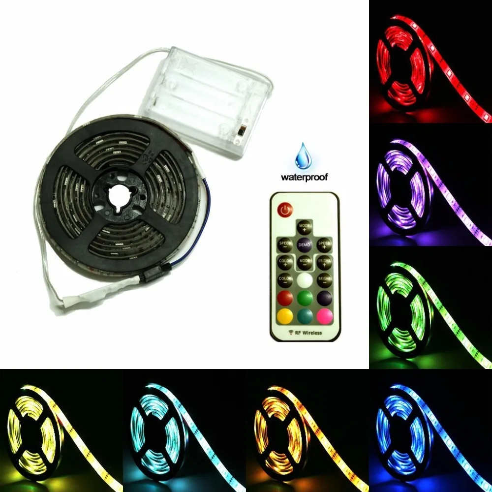 Battery Powered LED Strip Lights 17-Keys Remote Controlled DIY Indoor and Outdoor Decoration 6.56ft Waterproof | Лампы и освещение