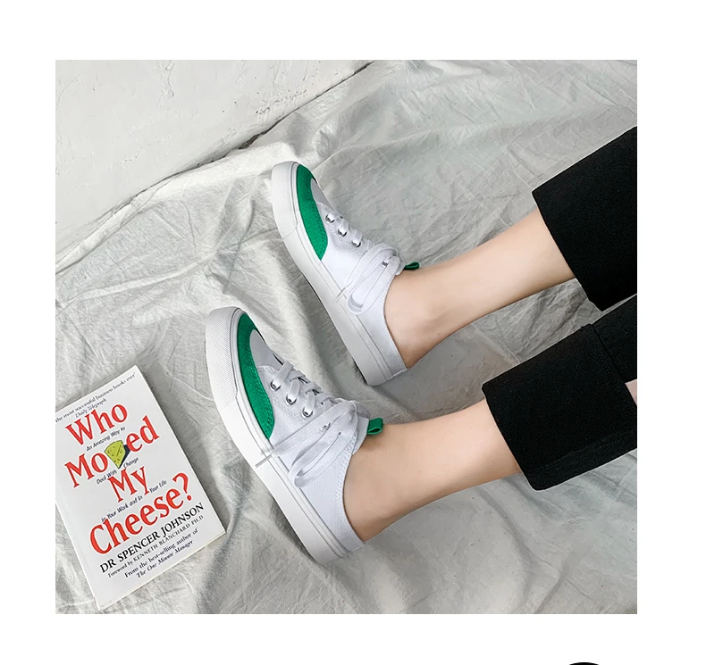 INS hot women Canvas shoes 22.5-25 cm length bottom shoes flat bottom half tow canvas shoes no heel lazy shoes Half slipper