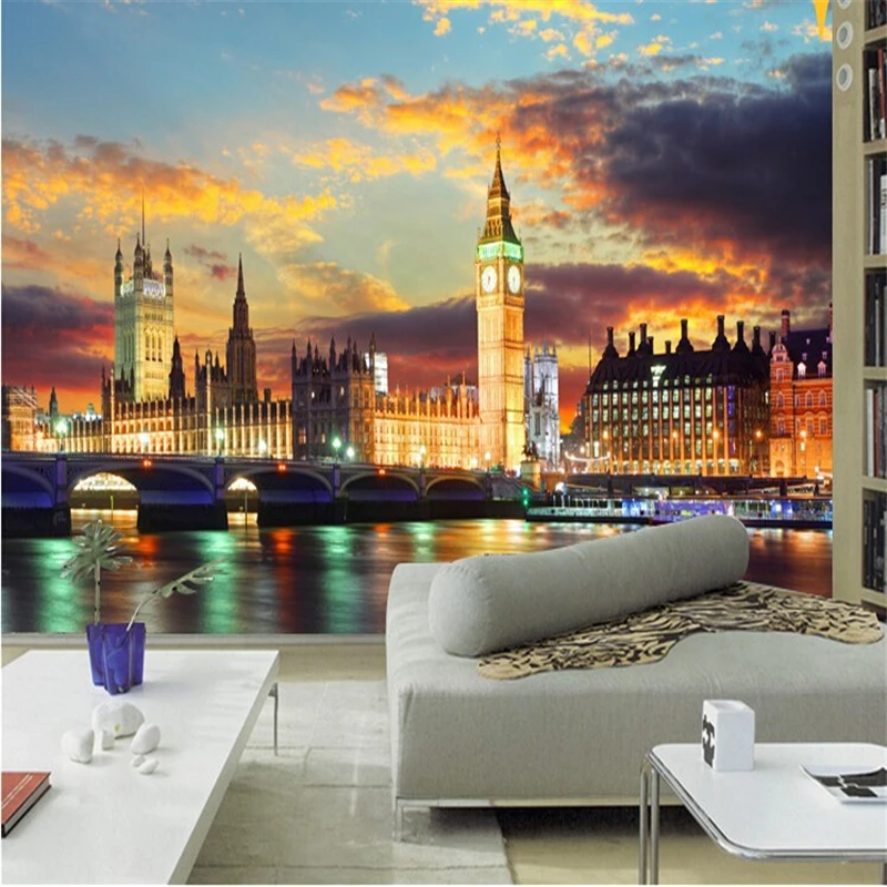 3D Настенные обои beibehang архитектура бар КТВ спальня фон Лондонский капитал ночная
