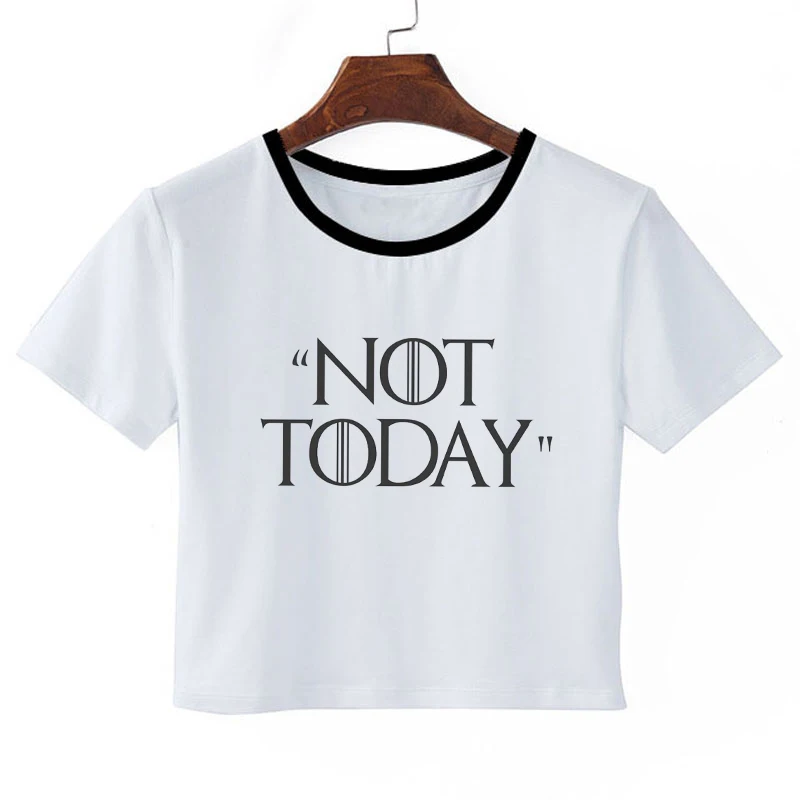 1937 Not Today Футболка с принтом Игра престолов Arya Stark Inspired женский короткий рукав короткий топ белые футболки винтажные Camiseta Dracarys - Цвет: 1937