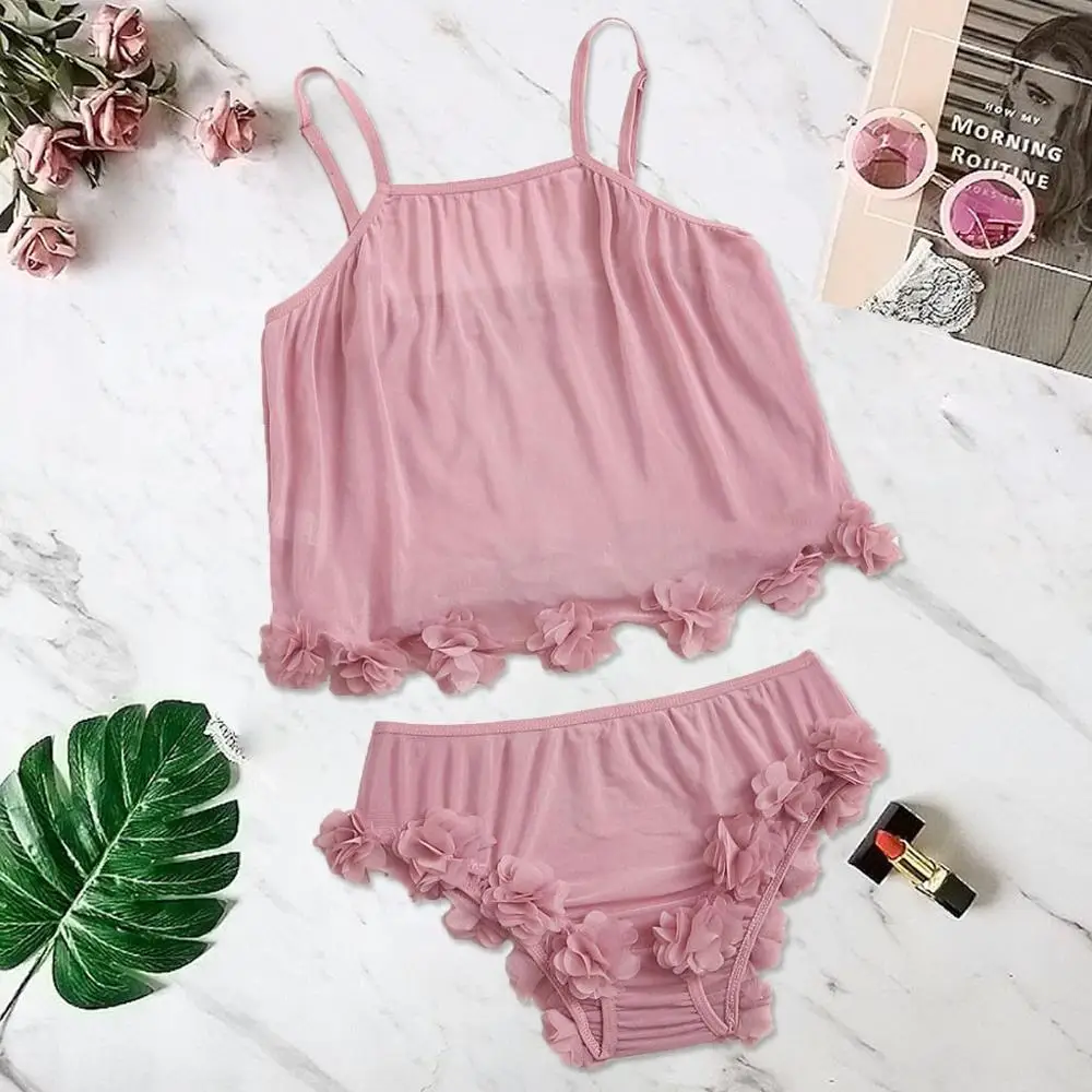 Женские атласные пижамы без рукавов Baju Tidur пижамный комплект с кружевной