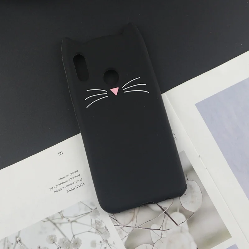 Huxu Black 3D милый японский Блестящий милый чехол с кошкой для huawei P Smart Plus P30 Lite P20 P10 P9 P8 Plus Selfie Pro с кисточками для волос - Цвет: Huxu Black