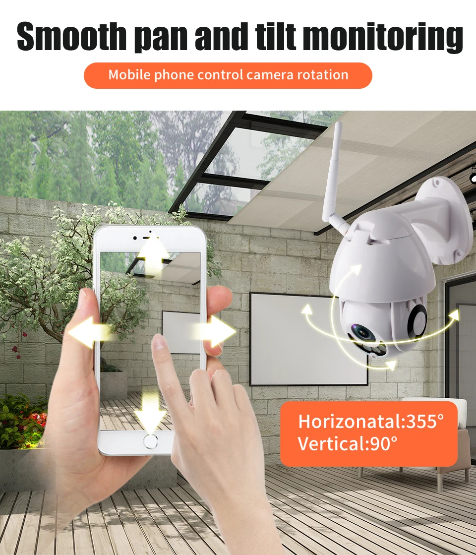 XM 1080P Беспроводная PTZ IP камера Wifi CMOS ночное видение H265+ PTZ ИК камера безопасности Обнаружение движения Домашняя безопасность