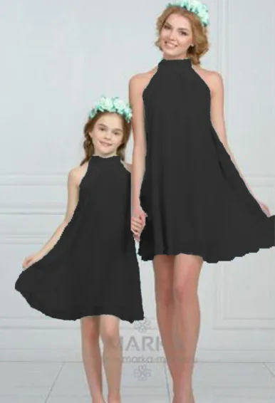 Новинка лета 2019 шифоновое кружевное платье без рукавов для мамы и дочки