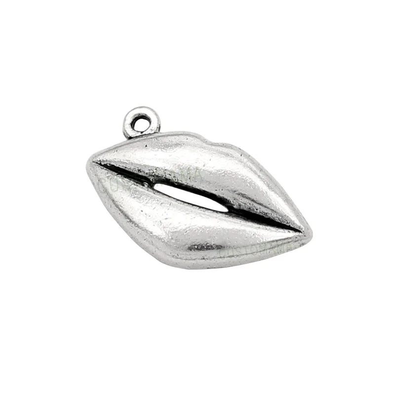 

50pcs-Antique Silver Lips Charm Pendant 24x14mm