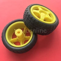 2pcs j225y out diameter 65mm model line car line tracking car abs wheel and rubber tire flat mouth aperture