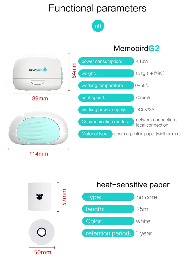 MEMOBIRD G2 Wifi синий портативный принтер для печати штрих-кодов Wifi фотопринтер беспроводной карманный термопринтер JEPOD