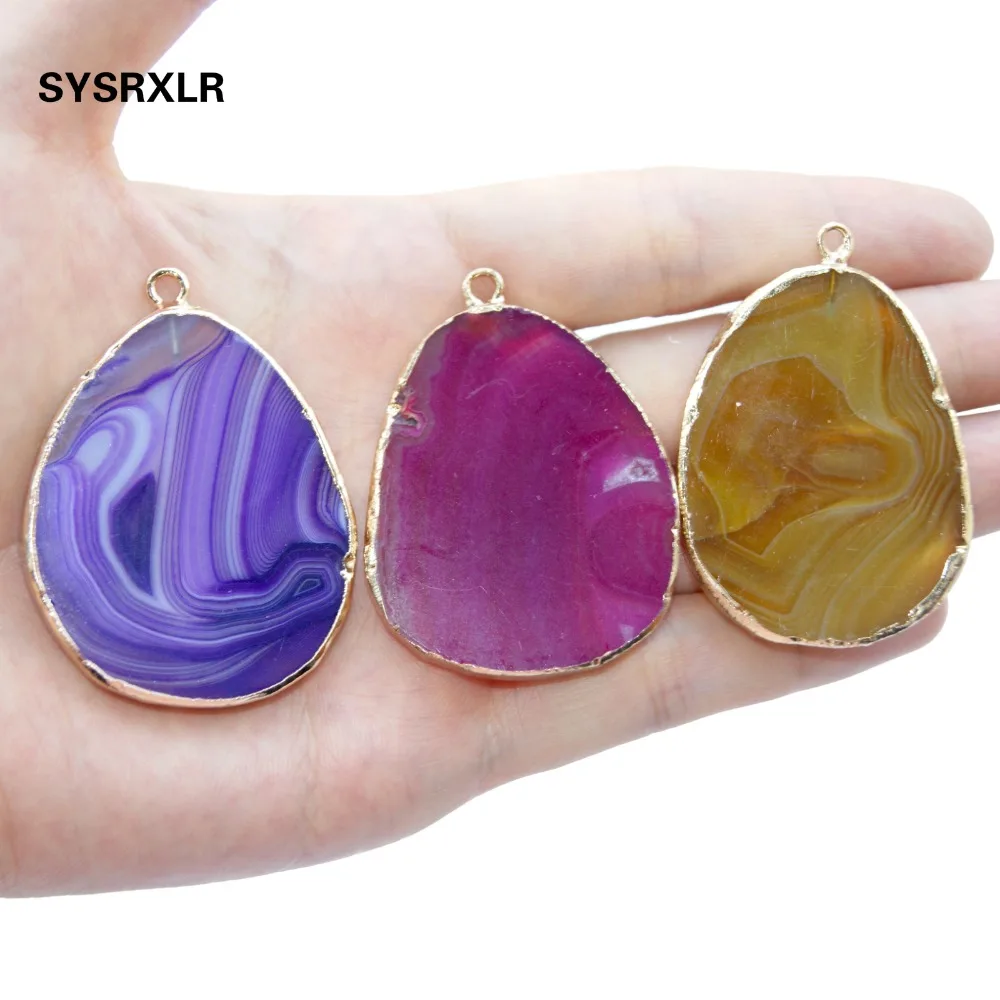 Оптовая продажа 1 шт. 3 цвета овальной уникальной формы Золотой Агат покрытием