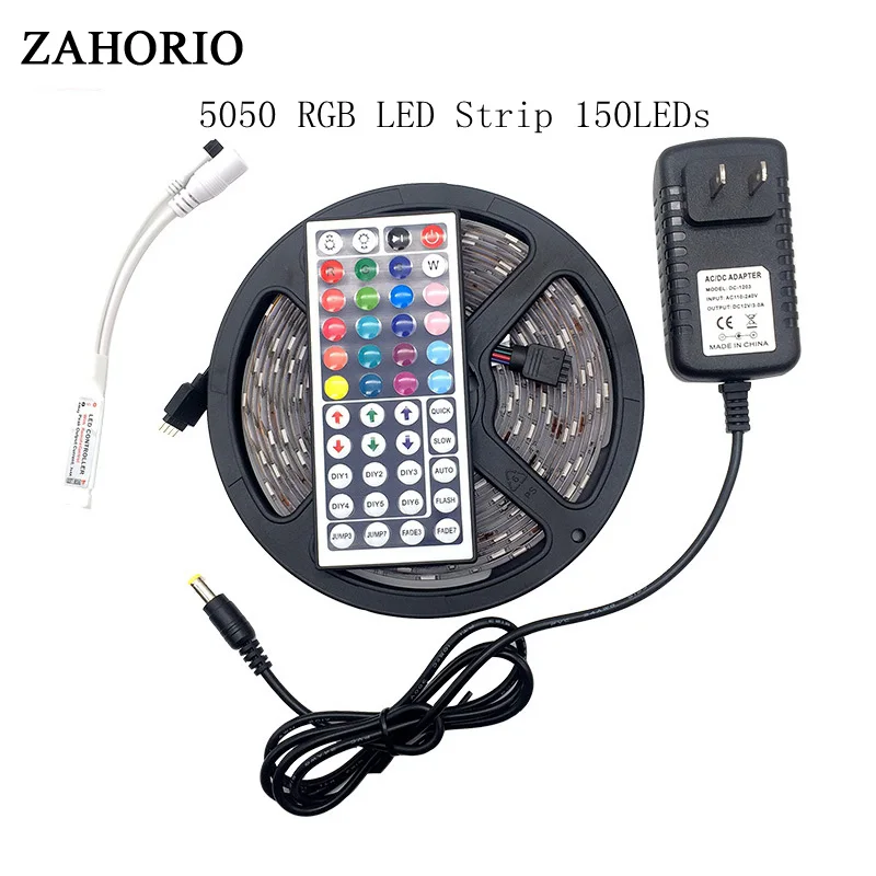 Горячая 5 м/рулон IP65 Водонепроницаемый 150 300 Светодиодная лента м 10 SMD5050 RGB + 24/44 ключ