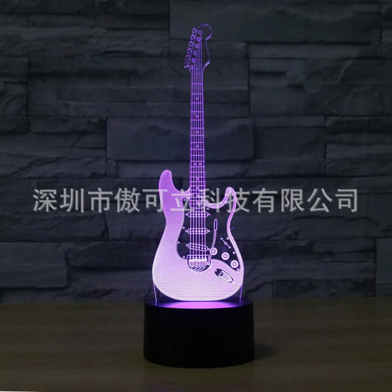 Новая электрическая гитара цветная 3D светодиодная сенсорная градиентная лампа
