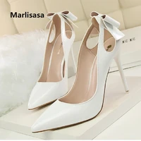 marlisasa mujer tacones altos lady cute sweet high quality pu leather pointed toe high heel pumps women black office shoes f3295