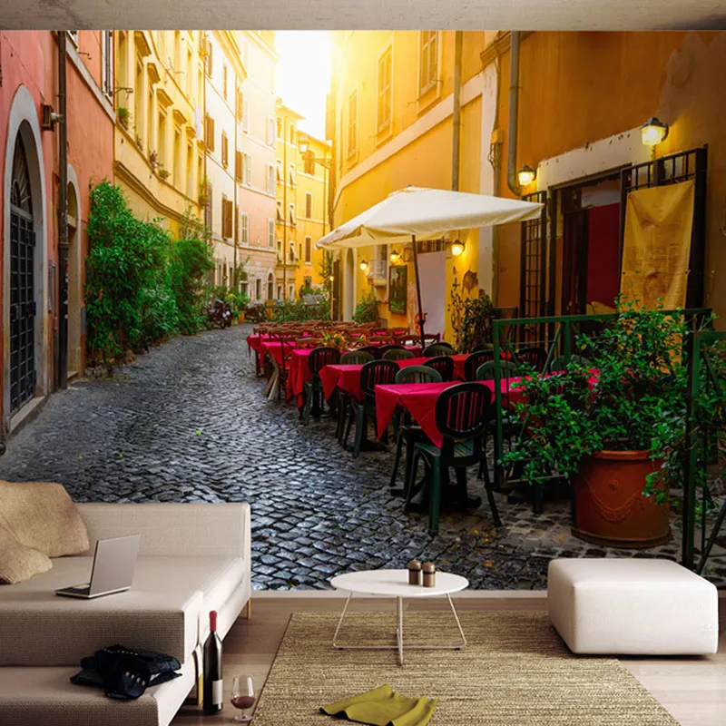 Настенные обои в европейском стиле для города улицы пейзажа ресторан кафе