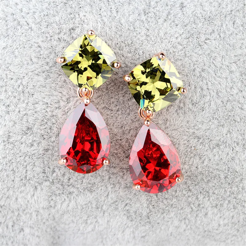 Женские серьги-подвески из меди и циркона | Украшения аксессуары