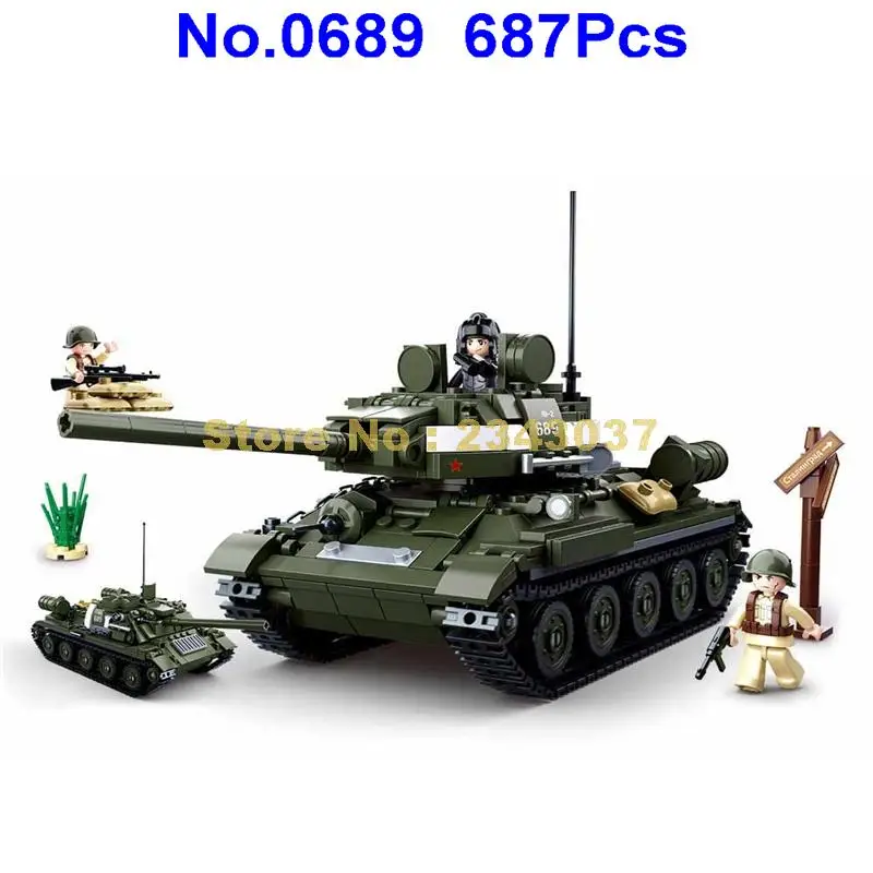 Sluban 0689 687 шт. 2in1 Ww2 Второй мировой войны Военный T34/85 2 строительные блоки 3