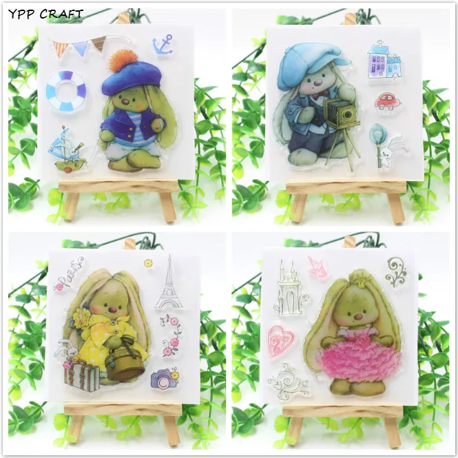 YPP CRAFT 1 лист милый кролик прозрачные силиконовые штампы для «сделай сам» Скрапбукинг/изготовление карт/Детские декоративные принадлежности 1005