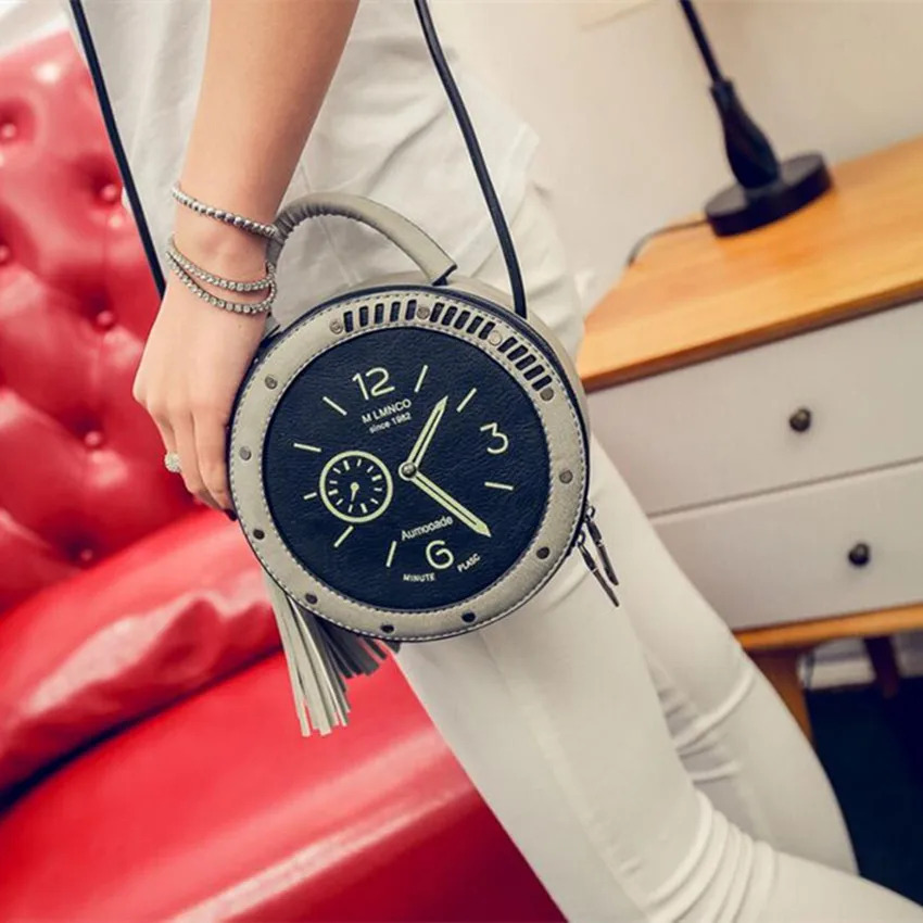 M469 модная Милая сумка с заклепками Индивидуальная на плечо будильником большой