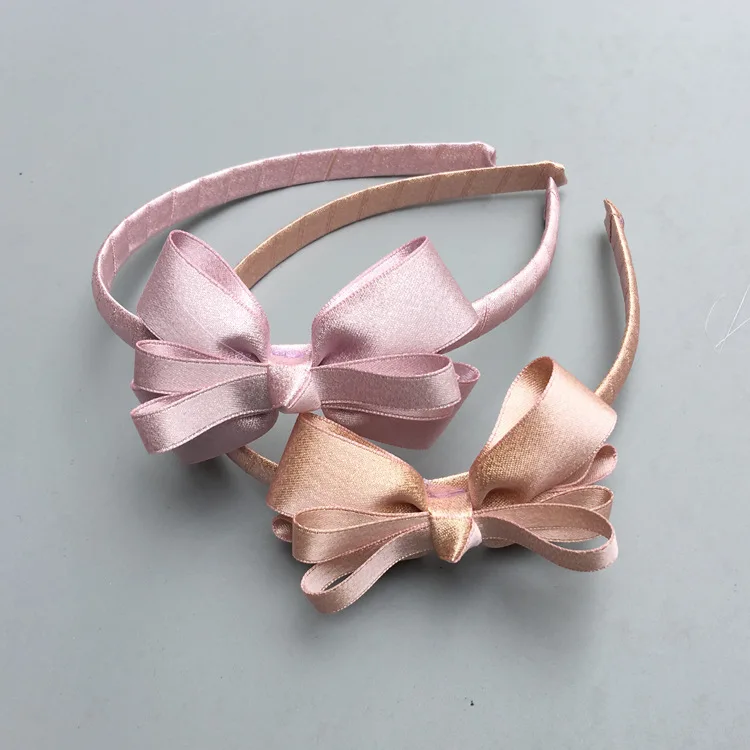 Модные блестящие Ленточные повязки для волос с бантом милые на голову аксессуары