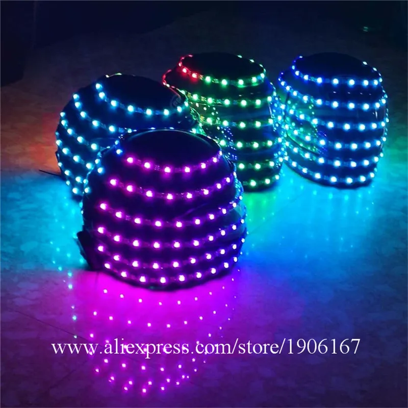 Полноцветный светодиодный светящийся робот шлем RGB LED растущий мигающий Хэллоуин