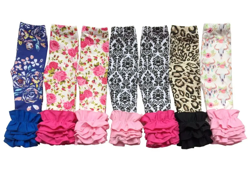 Осенне зимние хлопковые леггинсы с оборками Мягкие однотонные новые цвета