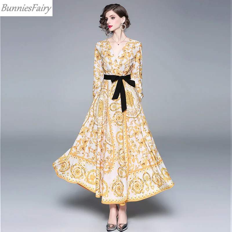 BunniesFairy 2019 Весна Леди Элегантный Королевский Винтаж Ретро Золотой барокко Пейсли