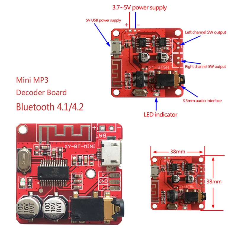 Новая мини плата Bluetooth декодера MP3 Усилитель без потерь модуль 4 1/4 2|Аксессуары для