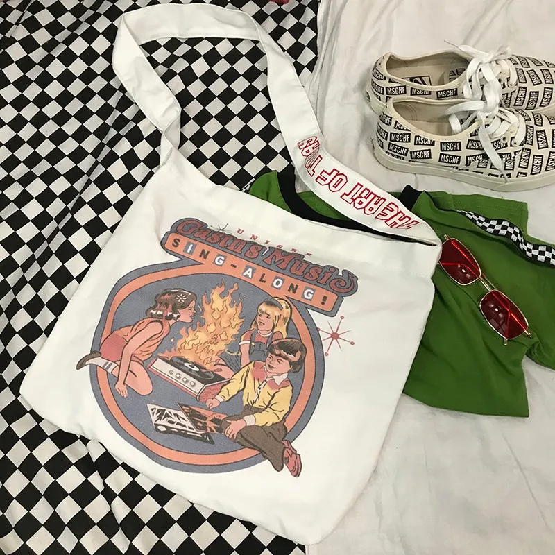 Новинка 2019 популярные модные холщовые сумки с принтом для женщин простые женские