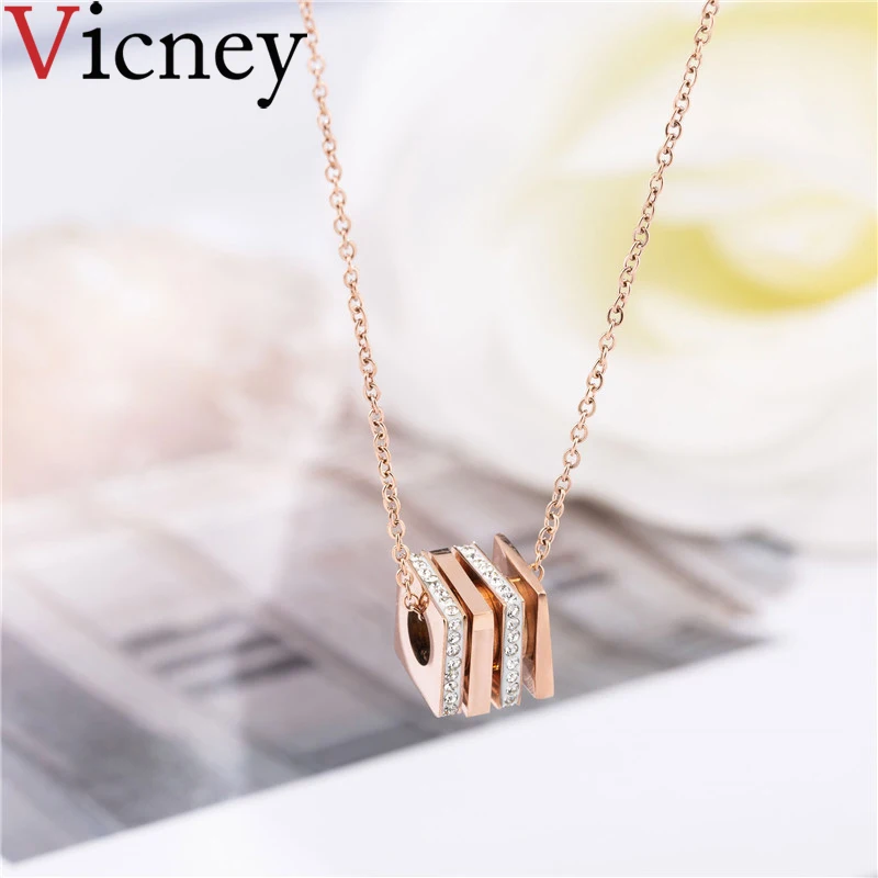 Vicney 2019 Новое поступление из нержавеющей стали розовое золото цвет кулон ожерелье