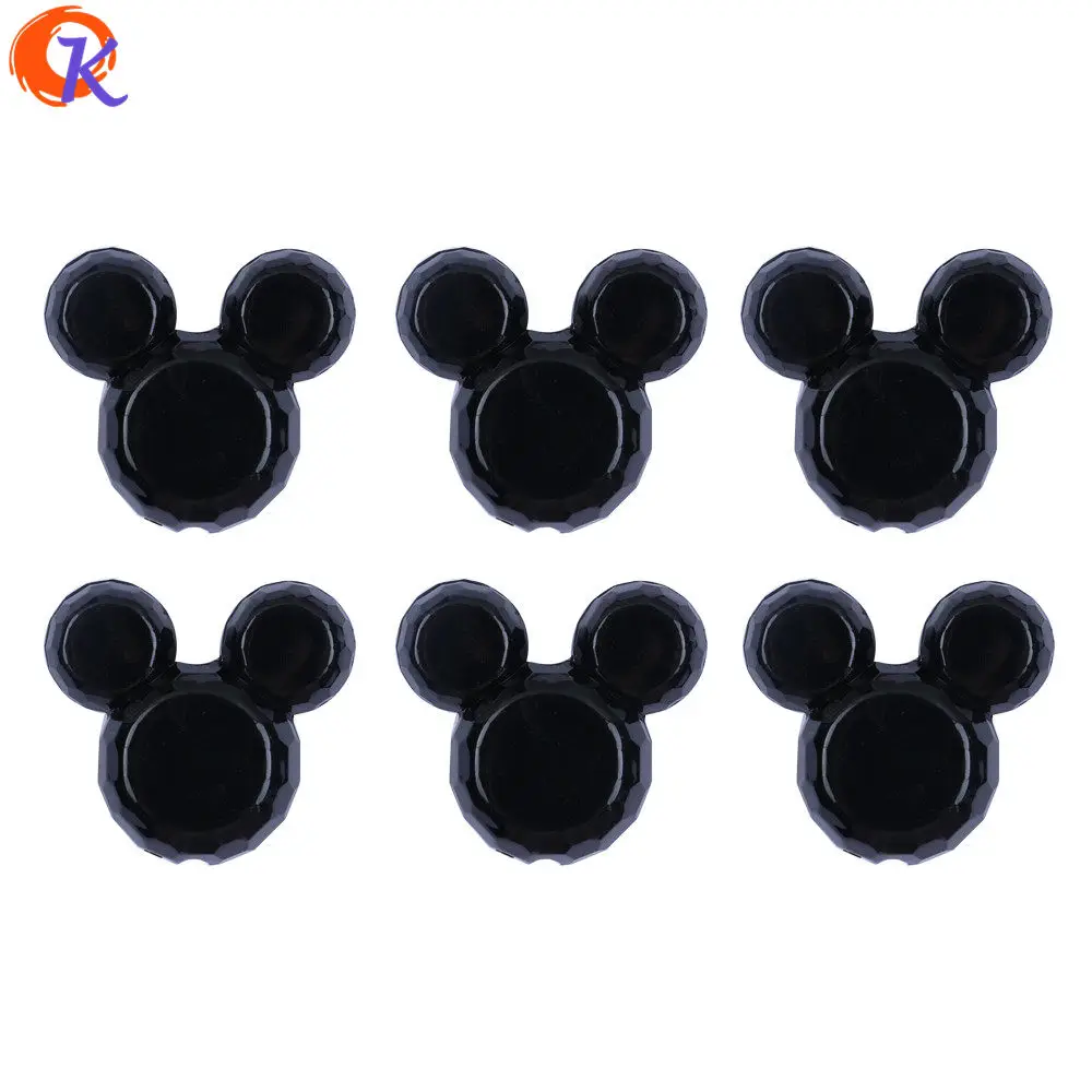 Black 1 Cordial Дизайн 50 шт./лот 34*37 мм модные круглые шарики для украшений сплошной черный цвет массивные акриловые бусины с мышкой для комплектов ювелирных изделий - Цвет: Black 1